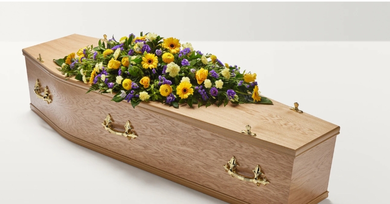 Florists Choice Yellow & Purple Casket Spray