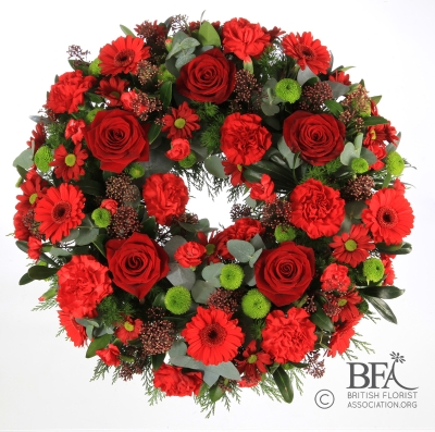 Red Rose & Carnation Wreath