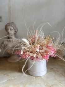 Pink & Grey Dried Flower Hat Box